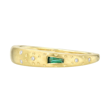 Emerald Stacking Ring - 18k Gold, Size 7