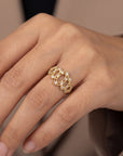 Delicate Scallop Ring - 14ky Gold + Daimonds
