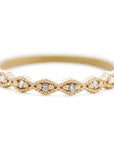 Ribbed Triangle Thin Topper Band - 18k Yellow Gold + Diamonds (.06 ctw)