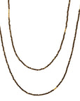 Beaded Pyrite Necklace with 22k Gold Tube Beads - 36" length