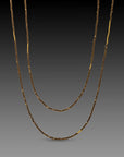 Beaded Pyrite Necklace with 22k Gold Tube Beads - 36" length