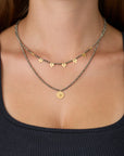 Beaded Pyrite Necklace with Five 22k Gold Trios