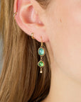 Double Drop Green Tourmaline Earrings - 22/18k Gold + Diamonds