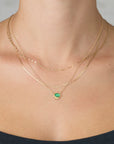Emerald Necklace - 22k Gold + Diamonds on a 14k Gold Chain