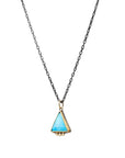 Triangle Turquoise Necklace - Sterling Silver Bezel + 22k Gold Dots