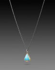Triangle Turquoise Necklace - Sterling Silver Bezel + 22k Gold Dots