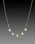 Beaded Pyrite Necklace with Five 22k Gold Trios