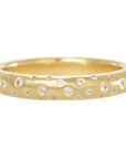 Half Round Band With Scattered Diamonds - 18k/20k Gold, Oxidized Silver + VS Diamonds