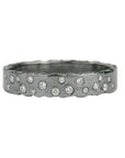 Oxidized Silver Scattered Diamond Band - 4mm, 7mm, 10mm