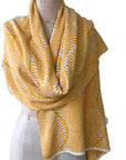 100% Italian Spun Egyptian Cotton Body Cocoon Wrap: Forest Fern Print Gold + Cream