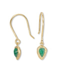 Teardrop Earrings - 18k Gold + Emerald