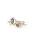Oval Stone Ring East/West - 18k Gold + Denim Blue Sapphire