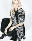 100% Italian Spun Egyptian Cotton Body Cocoon Wrap: Camelia Wrap Black + Cream - KMJ Liamolly Gifts - Accessories