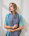 100% Italian Spun Egyptian Cotton Body Cocoon Wrap: Pinwheel Print - Robin Denim Marble - KMJ Liamolly Gifts - Accessories