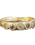 Warm Diamond Bubble Band - 10ky Gold, Champagne + Cognac Diamonds - KMJ Zanny Jewelry - Rings