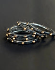 Black + Gold Stacking Ring - Oxidized Sterling Silver + 10ky Gold - KMJ Zanny Jewelry - Rings