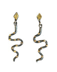 Black + Gold Serpent Dangles - Sterling Silver + 10ky Gold - KMJ Zanny Jewelry - Earrings
