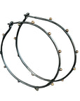 Black + Gold Large Hoops - Sterling Silver + 10ky Gold