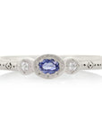 Oval + Round Charm Ring - Sterling Silver, Sapphire + Diamond