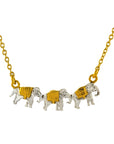 Marching Elephants Necklace - 22k Gold over Sterling Silver