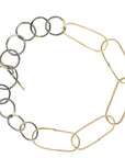 14k Breezy Chain Link Bracelet - 14k Gold + Oxidized Argentium Silver (Copy)