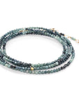 Blue Tourmaline Wrap Bracelet-Necklace - 14k Gold + Blue Tourmaline - KMJ Anne Sportun Jewelry - Bracelets