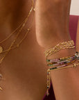 Watermelon Tourmaline Wrap Bracelet-Necklace - 14k Gold + Watermelon Tourmaline