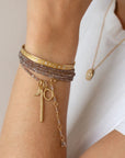 Tiny Crescent Moon Charm with Diamonds - 18k Yellow Gold - KMJ Anne Sportun Jewelry - Necklace
