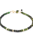 Hammered Bead Natural Gemstone Bracelet - Green Tourmaline / 18k Yellow Gold - KMJ Anne Sportun Jewelry - Bracelet