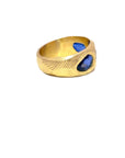OOAK Hand Carved Tapered Ring - 18k Gold + Sapphires