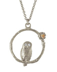 Moonstone Owl Necklace - Sterling Silver