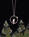 Moonstone Owl Necklace - Sterling Silver