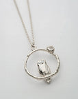 Moonstone Owl Necklace - Sterling Silver