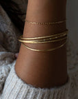 Set of Three Gold Hammered Bangles - 18k Yellow Gold / Medium - 57x66mm / 196mm Around - KMJ Anne Sportun Jewelry - Bracelet