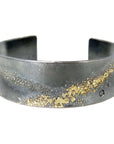 Silver + Gold Slice Cuff - Narrow - 22k Gold, Oxidized Silver + Black Diamonds - KMJ Kate Maller Jewelry Jewelry - Bracelets