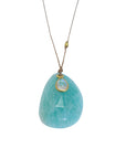 Amazonite + Rainbow Moonstone Drop Drop Necklace - 18k Gold