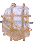 Rutilated Quartz Medium Stone Ring - 14ky Gold + Oxidized Silver
