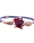 Exceptional Ruby Small Stone Ring - 18ky/14kw/14kr Gold + Oxidized Silver