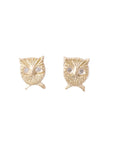 Owl Stud Earrings - 14k Gold + Diamonds - KMJ Victoria Cunningham Jewelry - Earrings