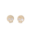Skull Stud Earrings - 14k Gold + Diamonds - KMJ Victoria Cunningham Jewelry - Earrings