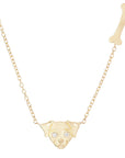 Dog + Bone Necklace - 14k Gold + Diamonds