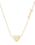Dog + Bone Necklace - 14k Gold + Diamonds