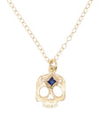 Linda's Skull Sapphire -14k Gold, Sapphire + Diamonds - KMJ Victoria Cunningham Jewelry - Necklaces