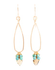 OOAK Turquoise & Champagne Topaz Hoop Earrings with Bottom Fringe - 14k Gold-Fill