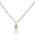 OOAK Moonstone Single Stone Necklace - 14k Gold-Fill + Oxidized Silver Chain - KMJ James & Jezebelle Jewelry - Necklace
