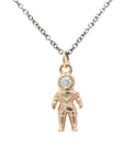 Astronaut Diamond Necklace - 14ky Gold + Oxidized Silver