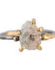 Canadian Rough Cut Salt + Pepper Diamond Ring - Oxidized Silver + 14ky Gold - KMJ Variance Objects Jewelry - Rings