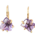 Amethyst Hook Earrings - 18ky Gold, 14k Yellow, Rose + White Gold - KMJ Variance Objects Jewelry - Earrings