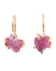 Ruby Hook Earrings - 18ky Gold, 14k Yellow, Rose + White Gold - KMJ Variance Objects Jewelry - Earrings