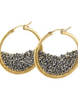 Silver Crystal Medium Hoops - 14k Gold Fill + Crystal